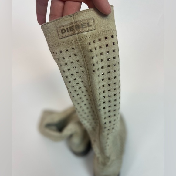 Vintage 2000s Tan/Ivory Diesel Unique Preforated Cowboy Boots Size EU 37 - Picture 12 of 14